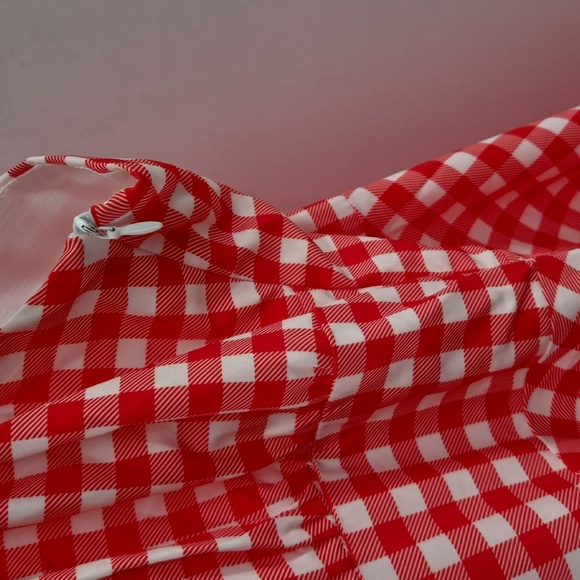 Red Plus Size Gingham Fit and Flare Dress - Picture 10 of 16